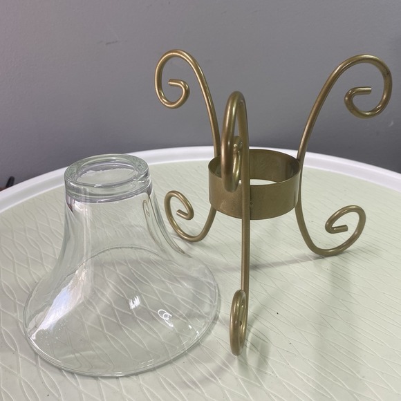 Vintage Partylite Metal Gold Candle Holder 6" Tall 6"wide - Picture 8 of 8